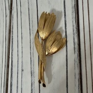 Monet Gold Tulip Brooch